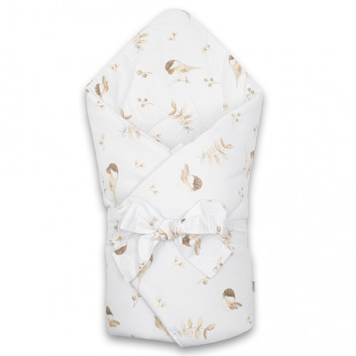 New Baby Klasická šnurovacia perinka pre novorodenca - vrabce / biela